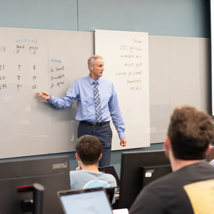 Professor teaching in a classroom.